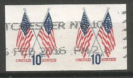USA 1973 Crossed Flags Regular Issue - Nice Variety On Coil Pair IMPERFORATED - SC.#1519a - Used - Roulettes