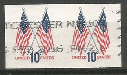 USA 1973 Crossed Flags Regular Issue - Nice Variety On Coil Pair IMPERFORATED - SC.#1519a - Used - Rollen (Plaatnummers)