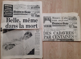 2 Journaux France Soir  Princesse Grace Kelly Belle Même Dans La Mort Monaco Rainier - Desde 1950