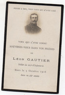 Souvenir Décès Poilus 14-18 Soldat 225 ème Infanterie - Todesanzeige