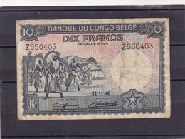 Congo Belgian Kongo 10 Frank 1948 - Altri – Africa