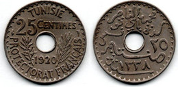 Tunisie -  25 Centimes 1920 TB+ - Túnez