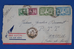 AV11 INDOCHINE  LETTRE  PURE ARCHIVE DUMONT .TOUCHANT 1947  POUR AMBOISE FRANCE +TEMOIGNAGE+ CARTE + AFFR. INTERESSANT - Airmail