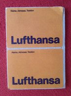 ANTIGUO JUEGO DE 2 ETIQUETAS OLD LABELS AIRLINES LÍNEAS AÉREAS BAGGAGE TAG....LUFTHANSA AIR LINES GERMANY AUFKLEBER..VER - Etichette Da Viaggio E Targhette