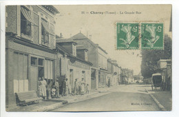 CPA 89 Yonne CHARNY - La Grande Rue - Animation Commerces Boulangerie, Vins,... Peu Commune  - Ed. Morlot - Charny