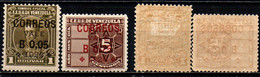 VENEZUELA - 1926 - Revenue Stamps Surcharged In Black Or Red - MH - Venezuela