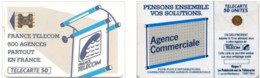 Carte à Puce - France - France Telecom - Les 600 Agences - SC4ab Sans Entourage, 5 N° Petits Emboutis, N° Sur Cadre Bas - 600 Agences