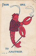 1193 - Humor Humour Comic – Vintage 1907 PC With Postmark – Lobster Man Smoking – Undivided Back – Acceptable Condition - Humor