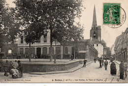 Redon Animée Les Halles La Tour L'Eglise Cochons - Redon