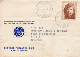 13 VIII 1956 Rembrandzegel Op Envelop  Service Philatelique Naar Visé - Poststempels/ Marcofilie