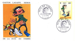 Enveloppe Illustrée Cachet Commémoratif 24 02 2001LIMOGES Fête Du Timbre  Gaston La Gaffe - 2000-2009