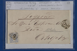 N3 ESPANA BELLE LETTRE 1868 + ANDALUCIA  ALTA PETIT BUREAU UBEDA   POUR ORTIGOSA+ AFFRANCH.  INTERESSANT - Briefe U. Dokumente