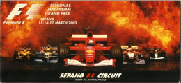 MALAYSIA.SEPANG F1 . BOOKLET.  MALAYSIAN GRAND PRIX  2002 (empty Inside) - Automobile - F1