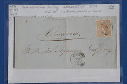 N5 ESPANA BELLE  LETTRE  1868 + ANDALUCIA  ALTA PETIT BUREAU ANTEQUERA  POUR OSUNA+ AFFRANCH.  INTERESSANT - Briefe U. Dokumente