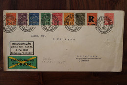 Brésil 1930 CONDOR Inauguration 1er Vol Rio Natal Belmonte Cover Brasil Brazil 1st Flight Inauguraçao Linha Via Aerea - Storia Postale