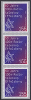 !a! GERMANY 2021 Mi. 3622 MNH Vert.STRIP(3) From Coil (self-adhessive) - Radio Telescope Effelsberg - Unused Stamps