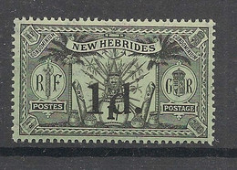 NOUVELLES HEBRIDES - 1920 - N°Yv. 65 - 1d Sur 1s Vert-gris - Neuf Luxe ** / MNH / Postfrisch - Ungebraucht