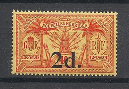 NOUVELLES HEBRIDES - 1920 - N°Yv. 68 - 2d Sur 40c Rouge - Neuf Luxe ** / MNH / Postfrisch - Neufs