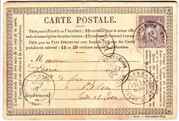Lettre MONTRESOR Indre Et Loire 1878 Boite MOBILE = VILLELOIR .... Texte ......... Carte Precurseur - 1849-1876: Classic Period