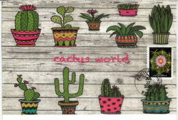 Cactus World Serie (USA)    Forever Cactus Stamp.   Maximum-card - Brieven En Documenten