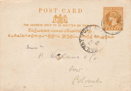 Ceylon Entier Carte Postale 2 C - Ceylon (...-1947)
