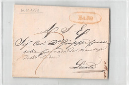 AG12317  DA CAMPOBELLO TIMBRO NARO X LICATA - 1852 CON TESTO - Sicily