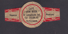 Sigarenbandje.   Café Den Beer. Antwerpen - Cigar Bands