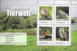 AUSTRIA, 2022, MNH, LOCAL WILDLIFE, BIRDS,OWLS, SNAKES, MICE, FROGS,  PERSONALIZED SHEETLET - Owls