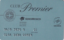 MEXICO - Aeromexico, Premier Magnetic Member Card, Used - Airplanes