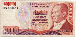 20,000 Turkish Lira 1988 P-201b  VF - Turquie