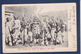 CPA Ethiopie Afrique Noire Chef Abyssin Armes Bouclier écrite - Ethiopie