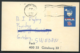 UX59 UPSS S78 Postal Card Properly Used Boston MA To Sweden 1972 Cat. $85.00 - 1961-80