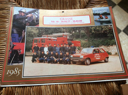 CALENDRIER-ALMÀNACH  Sapeurs-Pompiers  GRAND FORMAT  Ville De GRASSE  Année 1985 - Big : 1981-90