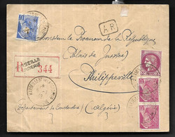 FRANCE Lettre Recommandée Avec AR Du 06 01 1942 De Marseille Pour Philippeville ( Algérie ) - Briefe U. Dokumente