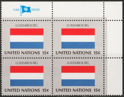 1980-United Nations Member Countries-First Flag Series, Flag Of LUXEMBOURG, Block Of 4, Mint Stamps. - Unused Stamps