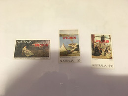 (stamps 28-5-2022)   Australia - 3 Mint Stamp - SPECIMEN - 2$ - 5$ - 10$ - Plaatfouten En Curiosa