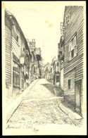 Rye Mermaid Street Pencil Sketch Postcard - Rye