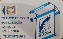 Carte à Puce - France - France Telecom - Les 600 Agences - SC4ab D6, 5 N° Petits Emboutis,contacts Puce Invisibles - “600 Agences”