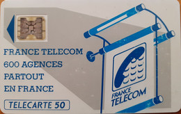 Carte à Puce - France - France Telecom - Les 600 Agences - SC4ab D6, 5 N° Petits Emboutis,2 Contacts Puce Invisibles - 600 Agences