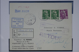 C1 FRANCE BELLE LETTRE 1946 1ERE LIAISON PARIS DUBLIN IRELAND ++PAIRE GANDON + AFFRANCH. PLAISANT - 1960-.... Cartas & Documentos