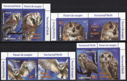ROMANIA 2022: NOCTURNAL BIRDS - OWLS, Unused 4 Stamps + Vignettes Set - Registered Shipping! - Ongebruikt