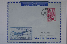 C1 FRANCE BELLE LETTRE 1946 1ERE LIAISON PARIS SANTIAGO CHILI ++AIR FRANCE+ AFFRANCH. PLAISANT - 1960-.... Lettres & Documents