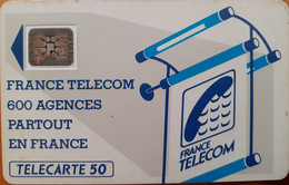 Carte à Puce - France - France Telecom -Les 600 Agences 50 - SC5an D6 Mate, Texte Verso Gras - 600 Agences