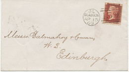 GB „159 / GLASGOW“ Scottish Duplex (4 THIN Bars With Different Length, Time Code „3 L“, Datepart 18mm) On Superb Cover - Covers & Documents