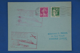 C1 FRANCE BELLE  LETTRE   1937 PARIS.  1ER VOL INTERIEUR POUR GRENOBLE +CACHET ROUGE + AFFRANCH. PLAISANT - 1960-.... Covers & Documents