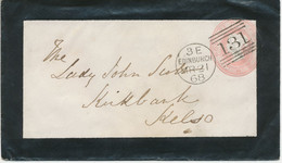 GB „131 / EDINBURGH“ Scottish Duplex Postmark (between 3 Thin Bars, Same Lenght) On VF Rare QV 1 D Pink Stamped To Order - Lettres & Documents
