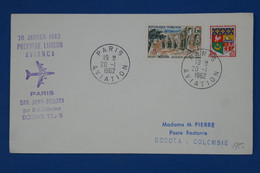 C1 FRANCE BELLE LETTRE 1962   1ER VOL AVIANCA PARIS BOGOTA COLOMBIE +  ++ AFFRANCH. PLAISANT - 1960-.... Lettres & Documents