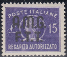 Trieste AMG-FTT Recapito Autorizzato Sass. 3 MNH** Cv 130 - Steuermarken