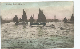 Postcard Cornwall St.ives Fishing Boats Posted 1915 Harvey Barton - St.Ives