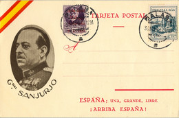1937 T.P. PATRIÓTICA , MAT, DE MÁLAGA , SELLO PRO MÁLAGA , GENERAL SANJURJO - Brieven En Documenten
